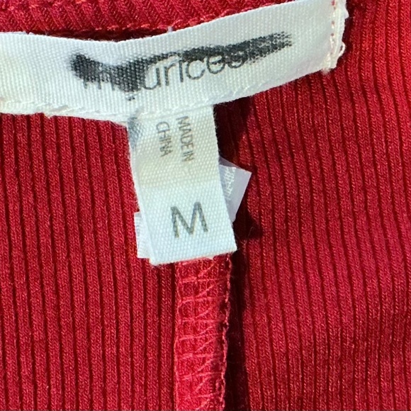 Maurice’s‎ M Red Wrap Blouse Sheer Swiss Dot Sleeves Romantic Holiday Coquette - Picture 9 of 11